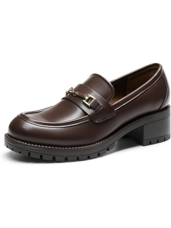DREAM PAIRS Shoes - DREAM PAIRS Women's Brown Comfortable Chunky Latex Insole Platform Loafer Shoes